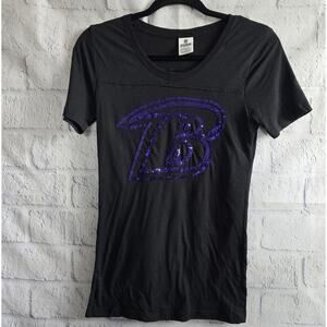 Victoria's Secret PINK Black And Purple Baltimore Ravens Sequin Tee Small